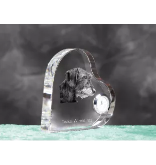 Dachshund Rauhhaar, Dackel, Teckel I - Kristalluhr mit einem Hundebild, Herzregal-Uhr, personalisierte Standuhr der Marke Art-Dog