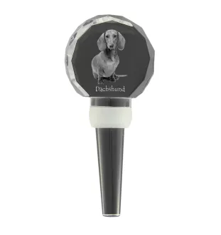Dachshund Wire-haired, Wiener dog, Badger dog - Crystal bottle stopper, unique wine stopper with photo, personalised gift for sommelier by Art-Dog brand