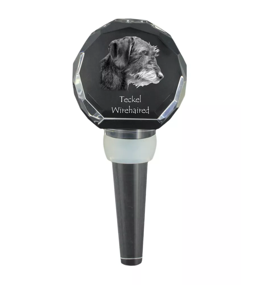 Teckel à poil dur, Chien-saucisse I - Bouchon de bouteille en cristal, bouchon de vin unique avec photo, cadeau personnalisé pour sommelier par la marque Art-Dog