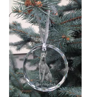 Thai Ridgeback, Chien thaïlandais à crête dorsale - boule de Noël en cristal avec une photo, photo de chien dans le cristal, décoration personnalisée pour sapin de Noël de la marque Art-Dog