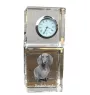 Dachshund Wire-haired, Wiener dog, Badger dog - crystal clock with a photo, a photo of a dog in crystal, personalized desk clock by Art-Dog brand