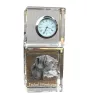 Dachshund Wire-haired, Wiener dog, Badger dog I - crystal clock with a photo, a photo of a dog in crystal, personalized desk clock by Art-Dog brand