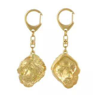 Dogue du Tibet, mastiff du Tibet - Porte-clés doré avec chien dans boîte cadeau, décoration de sac à main, accessoire de luxe de la marque Art-Dog