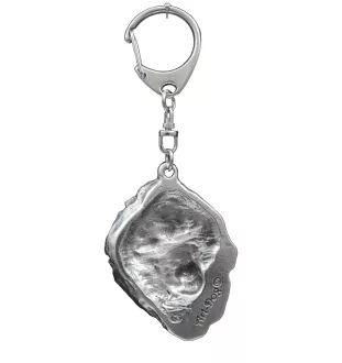 Tibetan Mastiff, Do khyi - Silver-plated key ring with a dog in a gift box, handbag decoration, backpack pendant by Art-Dog brand