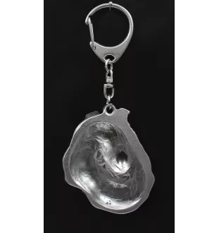 Tibetan Mastiff, Do khyi - Silver-plated key ring with a dog in a gift box, handbag decoration, backpack pendant by Art-Dog brand