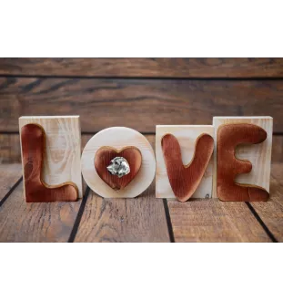 Jamnik szorstkowłosy II drewniany napis love Art-Dog