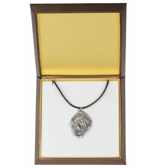 Do khyi, Tibetdogge, Tibetanische Dogge, Tibetmastiff - Hundehalsband in Geschenkbox, versilbertes Medaillon für Hundefans, markanter Anhänger der Marke Art-Dog