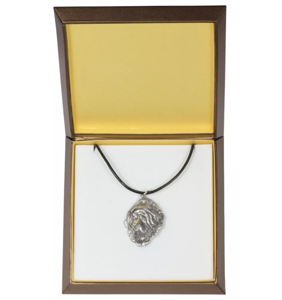 Dogue du Tibet, mastiff du Tibet - Collier de chien dans une boîte cadeau, médaillon argenté pour fan de chien, pendentif remarquable de la marque Art-Dog
