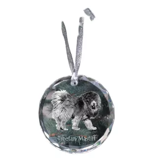 Dogue du Tibet, mastiff du Tibet - boule de Noël en cristal avec une photo, photo de chien dans le cristal, décoration personnalisée pour sapin de Noël de la marque Art-Dog