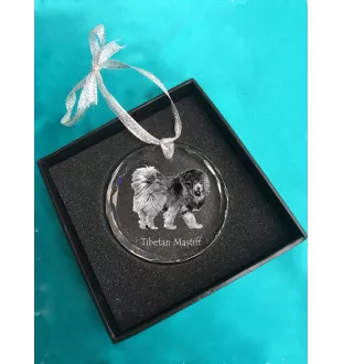 Dogue du Tibet, mastiff du Tibet - boule de Noël en cristal avec une photo, photo de chien dans le cristal, décoration personnalisée pour sapin de Noël de la marque Art-Dog