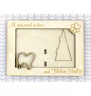 Tibetan Mastiff, Do khyi - Photo frame, engraved wooden frame, a lovely gadget for the dog lover by Art-Dog