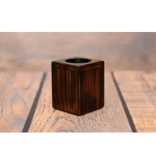 Dachshund Wire-haired, Wiener dog, Badger dog II - wooden candle holder with a dog, a unique souvenir after losing a dog, a handicraft from the Art-Dog brand