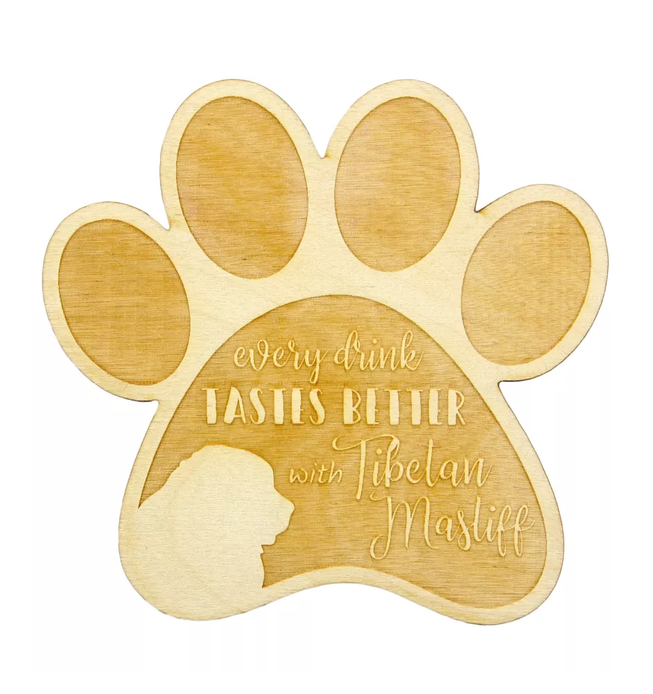 Dogue du Tibet, mastiff du Tibet - Sous-verre mug, sous-verre gravé avec chien, cadeau pour amoureux des chiens par la marque Art-Dog