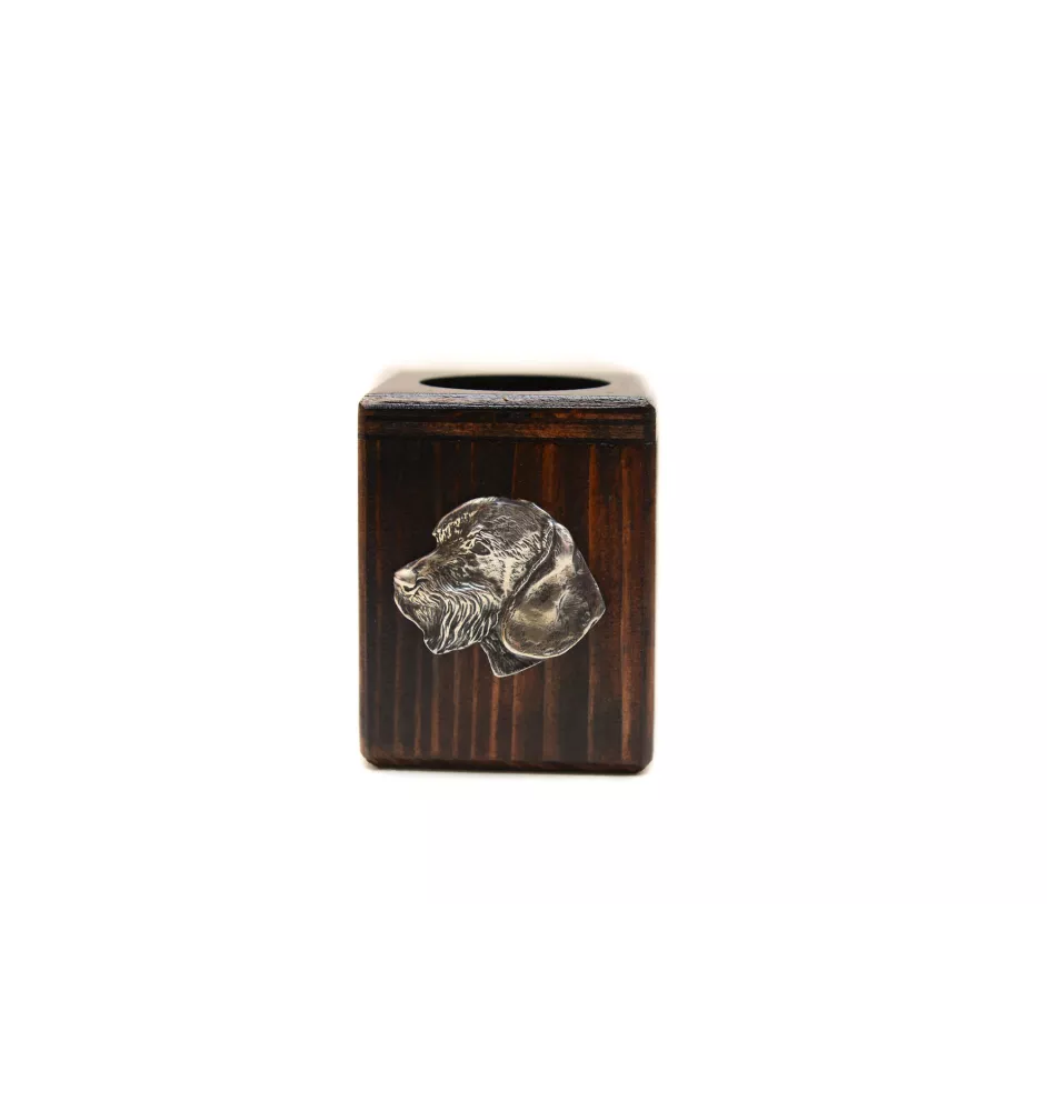 Dachshund Wire-haired, Wiener dog, Badger dog III - wooden candle holder with a dog, a unique souvenir after losing a dog, a handicraft from the Art-Dog brand