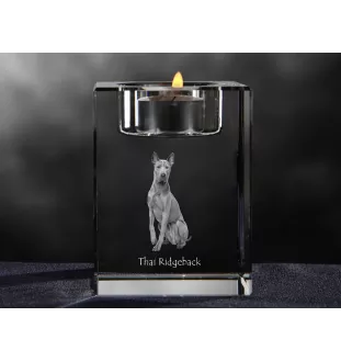 Thai Ridgeback, Thailand-Ridgeback - Kerzenhalter mit Hundefoto, Teelichthalter aus Kristall, personalisiertes Geschenk der Marke Art-Dog