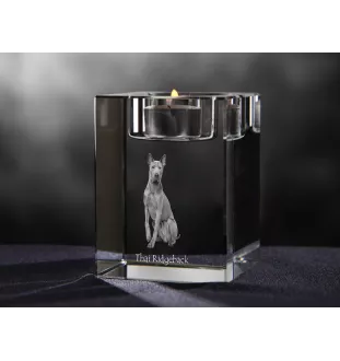 Thai Ridgeback, Chien thaïlandais à crête dorsale - Bougeoir avec photo de chien, porte bougie en cristal, cadeau personnalisé par la marque Art-Dog