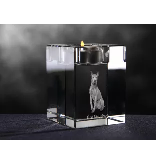Thai Ridgeback, Chien thaïlandais à crête dorsale - Bougeoir avec photo de chien, porte bougie en cristal, cadeau personnalisé par la marque Art-Dog