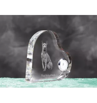 Thai Ridgeback, Thailand-Ridgeback - Kristalluhr mit einem Hundebild, Herzregal-Uhr, personalisierte Standuhr der Marke Art-Dog