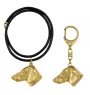 Teckel à poil dur, Chien-saucisse I - porte-clés et collier avec chien dans une boîte, produit plaqué or de haute qualité, marque Art-Dog