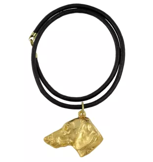 Teckel à poil dur, Chien-saucisse I - porte-clés et collier avec chien dans une boîte, produit plaqué or de haute qualité, marque Art-Dog