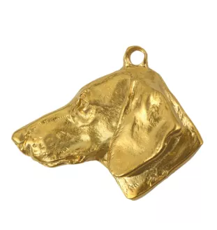 Teckel à poil dur, Chien-saucisse I - porte-clés et collier avec chien dans une boîte, produit plaqué or de haute qualité, marque Art-Dog