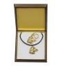 Dachshund Wire-haired, Wiener dog, Badger dog - keychain and necklace with a dog in a box, high-quality gold-plated product, Art-Dog brand