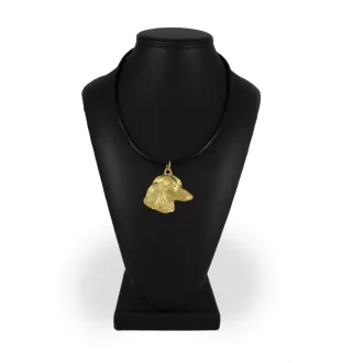 Teckel à poil dur, Chien-saucisse - porte-clés et collier avec chien dans une boîte, produit plaqué or de haute qualité, marque Art-Dog