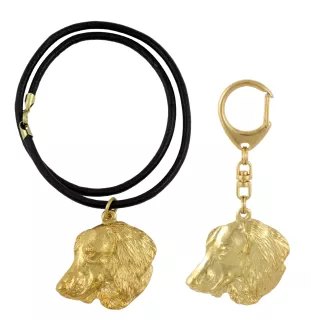 Dachshund Rauhhaar, Dackel, Teckel IV - Schlüsselanhänger und Halskette mit Hund in einer Box, vergoldetes Produkt von hoher Qualität, Marke Art-Dog