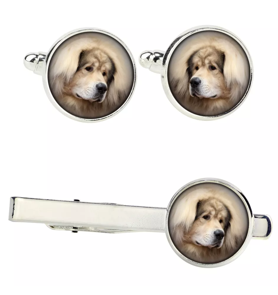 Tibetan Mastiff, Do khyi - cufflinks and tie with your photo, a suit decoration, men's jewelry from the Art-Dog brand.