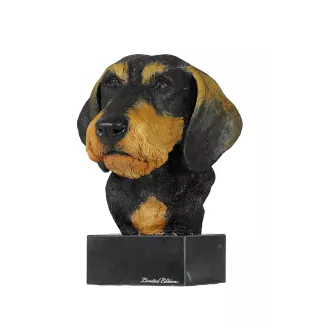Dachshund Rauhhaar, Dackel, Teckel - bemalte Figur, Statue, Skulptur, vom Künstler hergestellt, Marke Art-Dog