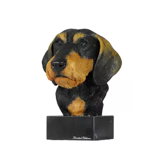 Dachshund Rauhhaar, Dackel, Teckel - bemalte Figur, Statue, Skulptur, vom Künstler hergestellt, Marke Art-Dog