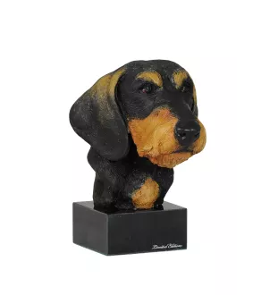 Dachshund Rauhhaar, Dackel, Teckel - bemalte Figur, Statue, Skulptur, vom Künstler hergestellt, Marke Art-Dog