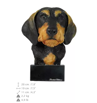 Dachshund Rauhhaar, Dackel, Teckel - bemalte Figur, Statue, Skulptur, vom Künstler hergestellt, Marke Art-Dog