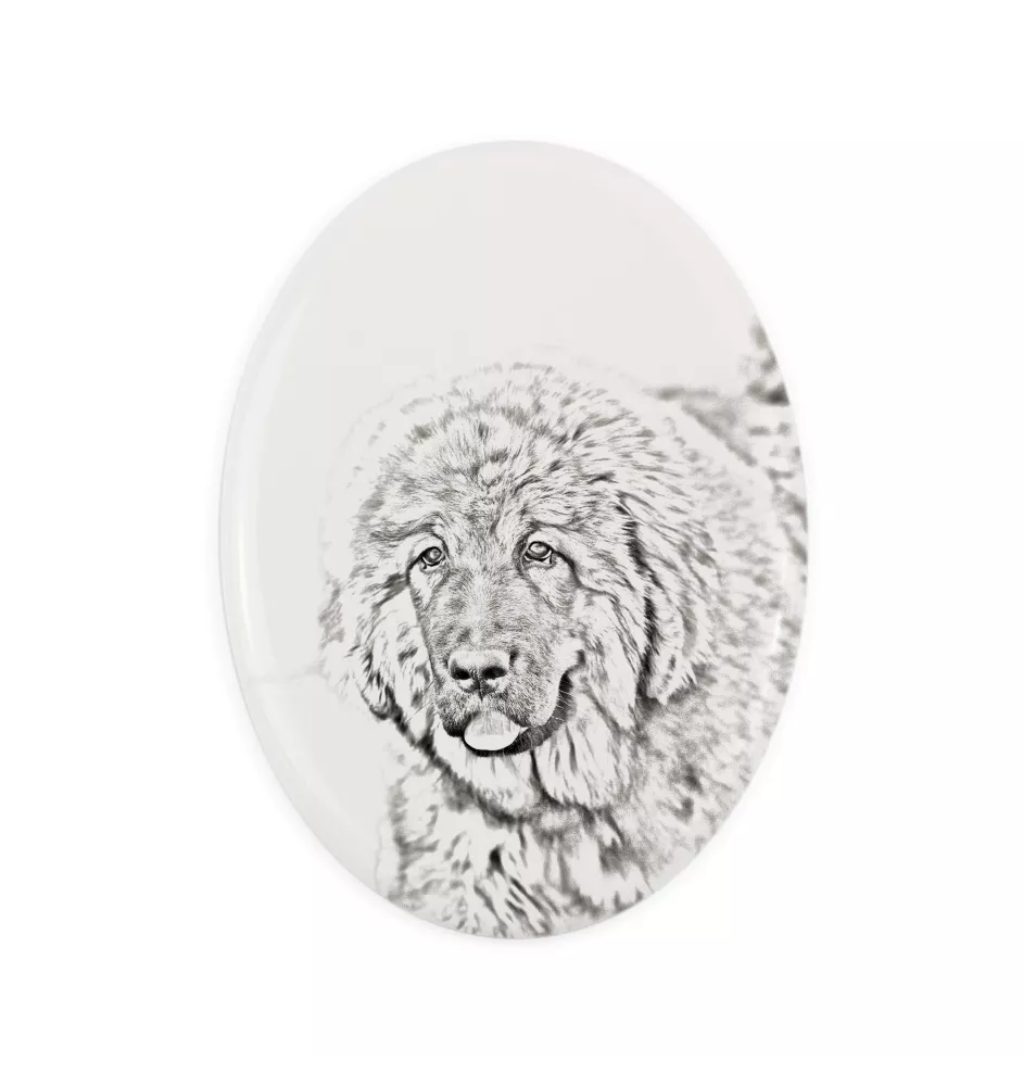 Dogue du Tibet, mastiff du Tibet - une plaque commémorative avec une photo de chien, une plaque funéraire avec une impression, une plaque ovale personnalisée de la marque Art-Dog