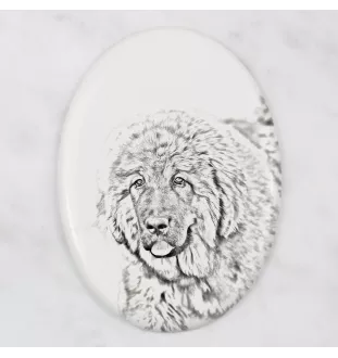 Do khyi, Tibetdogge, Tibetanische Dogge, Tibetmastiff - Gedenktafel mit einem Foto eines Hundes, Grabplatte mit Druck, personalisierte ovale Platte der Marke Art-Dog