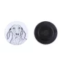 Dachshund Rauhhaar, Dackel, Teckel Magnet mit einem Hundepfotenabdruck, außergewöhnlich leicht, starker Magnet, handgefertigtes Produkt der Marke Art-Dog