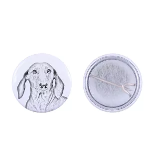 Dachshund Wire-haired, Wiener dog, Badger dog - pin with your dog, add your own photo, Art-Dog brand