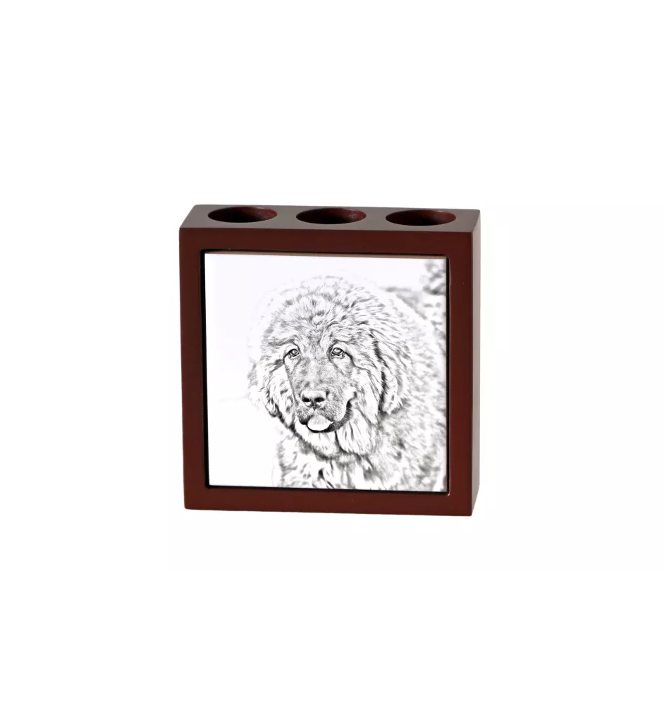 Tibetan Mastiff, Do khyi - pen holder with a dog, desk organizer with a print, personalized desk decoration from the Art-Dog brand.