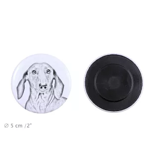 Dachshund Rauhhaar, Dackel, Teckel Magnet mit einem Hundepfotenabdruck, außergewöhnlich leicht, starker Magnet, handgefertigtes Produkt der Marke Art-Dog