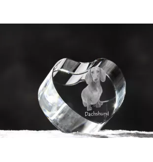 Dachshund Wire-haired, Wiener dog, Badger dog - a photo of a dog in crystal, crystal heart, unique photo frame from the Art-Dog brand