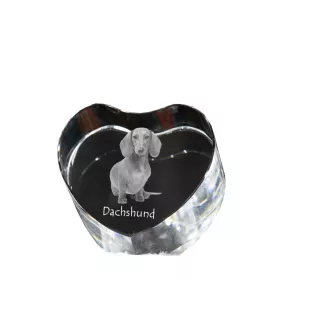 Dachshund Wire-haired, Wiener dog, Badger dog - a photo of a dog in crystal, crystal heart, unique photo frame from the Art-Dog brand