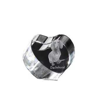 Dachshund Wire-haired, Wiener dog, Badger dog - a photo of a dog in crystal, crystal heart, unique photo frame from the Art-Dog brand