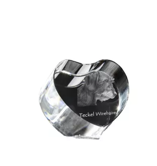 Dachshund Wire-haired, Wiener dog, Badger dog I - a photo of a dog in crystal, crystal heart, unique photo frame from the Art-Dog brand