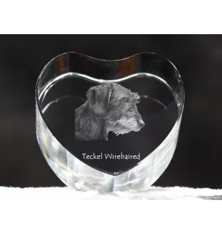 Dachshund Wire-haired, Wiener dog, Badger dog I - a photo of a dog in crystal, crystal heart, unique photo frame from the Art-Dog brand