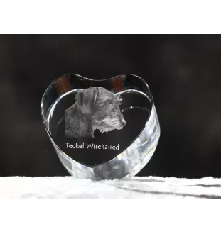 Dachshund Wire-haired, Wiener dog, Badger dog I - a photo of a dog in crystal, crystal heart, unique photo frame from the Art-Dog brand