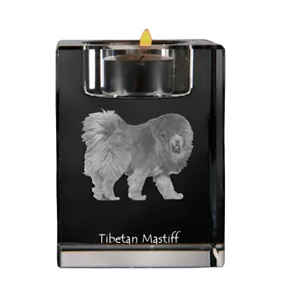 Do khyi, Tibetdogge, Tibetanische Dogge, Tibetmastiff - Kerzenhalter mit Hundefoto, Teelichthalter aus Kristall, personalisiertes Geschenk der Marke Art-Dog