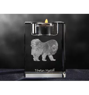 Tibetan Mastiff, Do khyi - Candle holder with dog photo, crystal tealight holder, personalised gift by Art-Dog brand