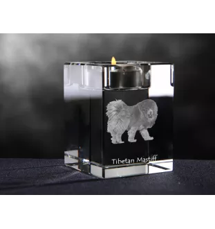 Dogue du Tibet, mastiff du Tibet - Bougeoir avec photo de chien, porte bougie en cristal, cadeau personnalisé par la marque Art-Dog