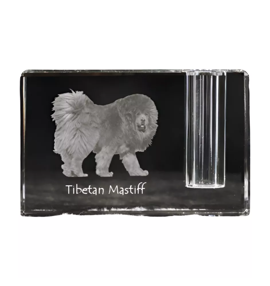 Do khyi, Tibetdogge, Tibetanische Dogge, Tibetmastiff - Stifthalter, Kristallorganizer mit Hundefoto, einzigartige Schreibtischdekoration der Marke Art-Dog