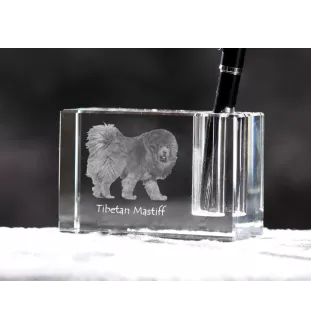 Tibetan Mastiff, Do khyi - Pen stand, crystal organiser with dog photo, unique desk decoration by Art-Dog brand